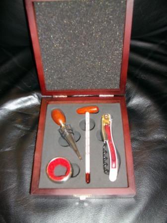 Wooden Boxed Wine Accessory Gift Set.  Buy Wine Gifts online